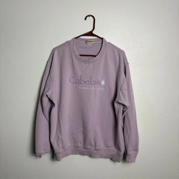 Cabelas Authentic By Nature Sweatshirt Womens Large Purple Embroidered Crewneck - Picture 2 of 8